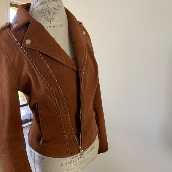 Intermix Brown Suede Moto Jacket - Picture 5 of 7